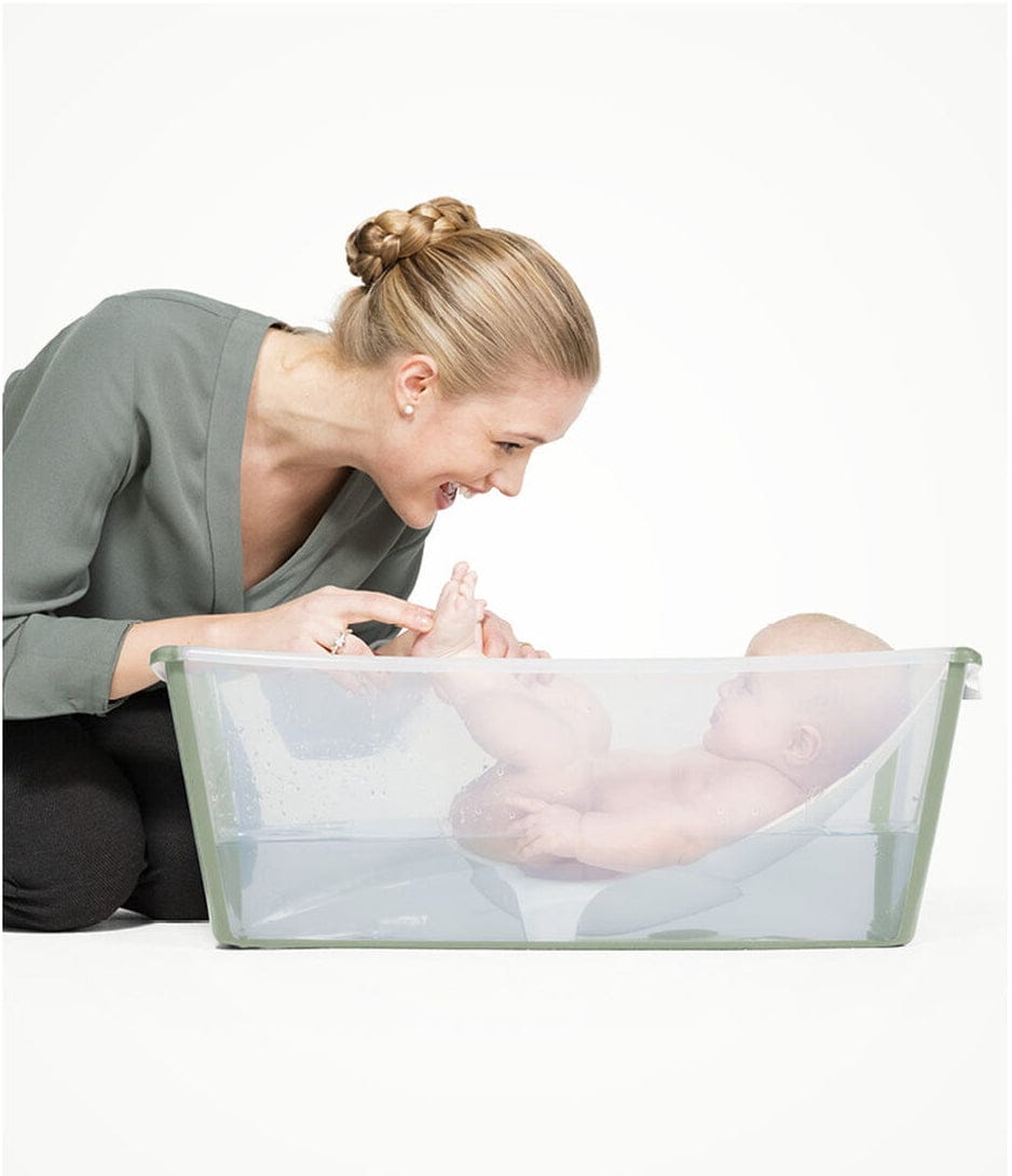 Stokke Flexi Bath Heat Sensitive Tub + Newborn Support - Transparent Green