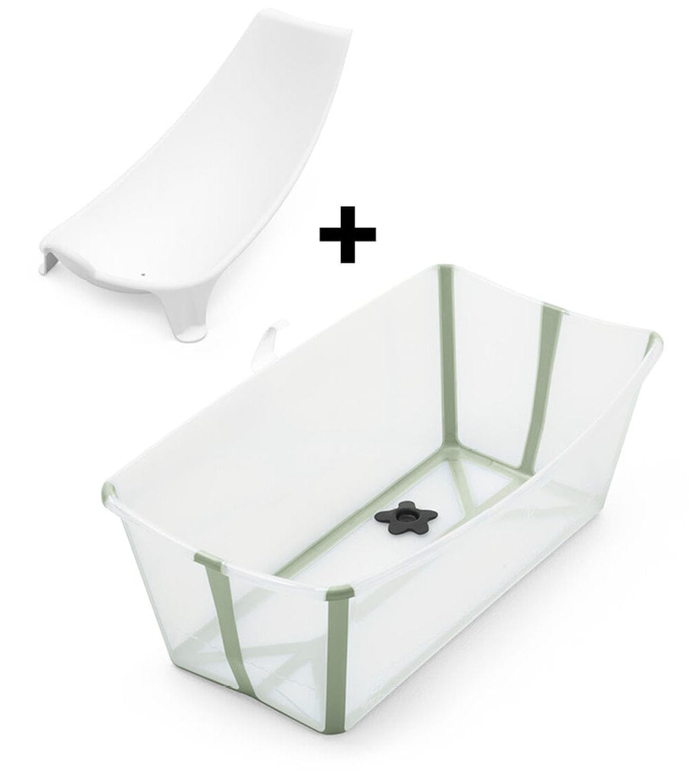 Stokke Flexi Bath Heat Sensitive Tub + Newborn Support - Transparent Green