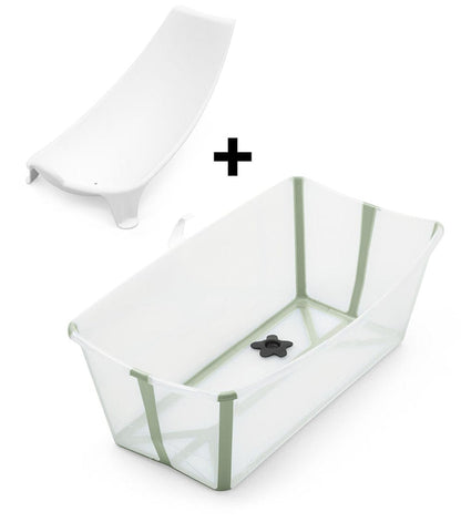 Stokke Flexi Bath Heat Sensitive Tub + Newborn Support - Transparent Green