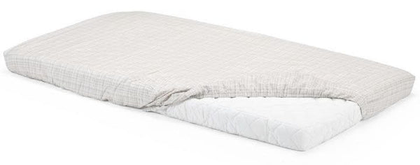 Stokke Home Bed Fitted Sheet White Beige Checks