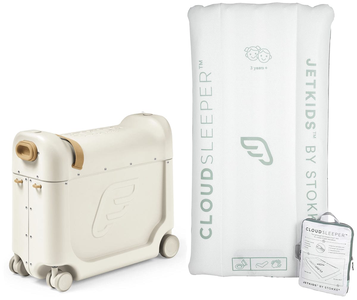 Stokke JetKids BedBox V3 + CloudSleeper Inflatable Kids Bed Bundle - Full Moon - 534506-584601
