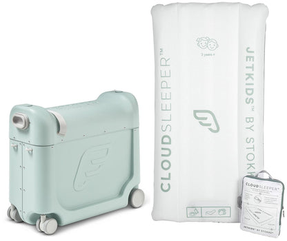 JetKids by Stokke BedBox V3 + CloudSleeper Inflatable Kids Bed Bundle - Green Aurora - 534502-V3-584601