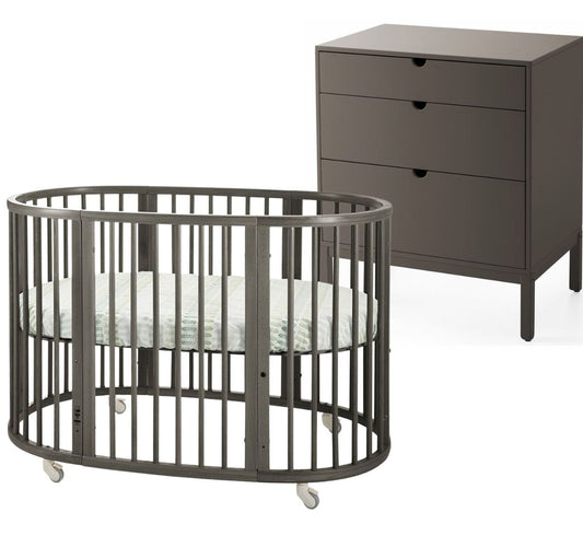 Stokke Sleepi Crib + Home Dresser Bundle - Hazy Grey / Hazy Grey - 104310-440502