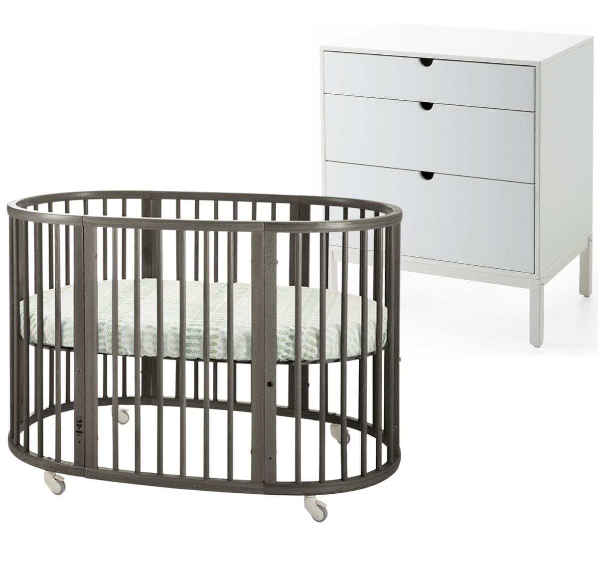 Stokke Sleepi Crib + Home Dresser Bundle - Hazy Grey / White - 104310-440501