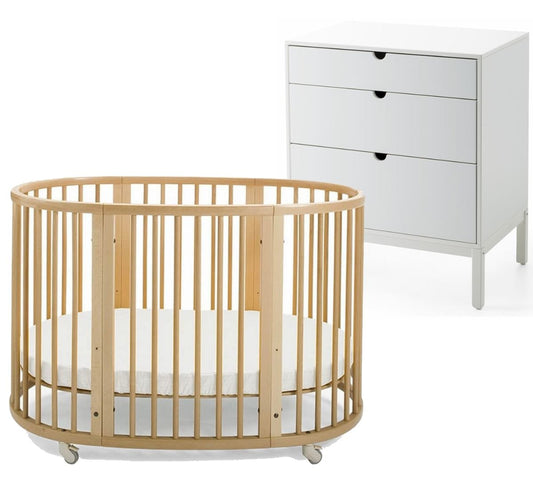 Stokke Sleepi Crib + Home Dresser Bundle - Natural / White - 104301-440501