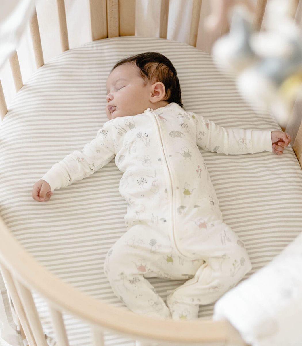 Stokke Sleepi Mini Fitted Sheet by Pehr - Stripped Away Pebbles - 600903