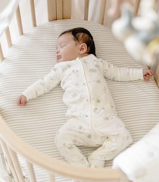 Stokke Sleepi Mini Fitted Sheet by Pehr - Stripped Away Pebbles - 600903