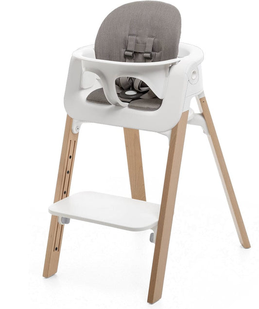 Stokke Steps Chair + Cushion (No Tray) - White/Natural/Greige - STHCCSHNOTRY-WHTNTRLGRGE