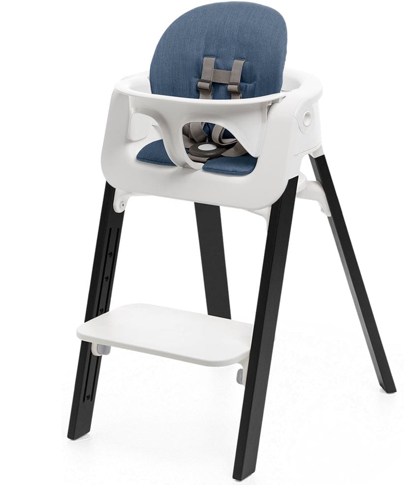 Stokke Steps Chair + Cushion (No Tray) - White/Oak Black/Blue - STHCCSHNOTRY-WHTOAKBLKBLUE