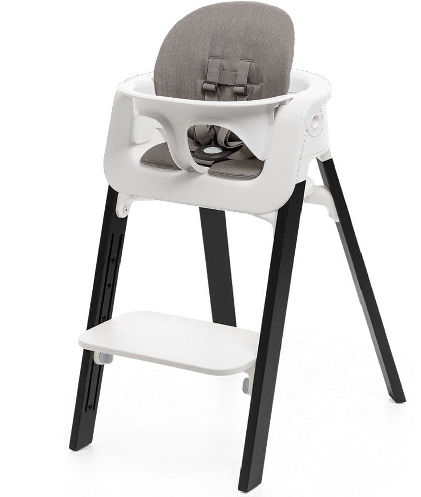 Stokke Steps Chair + Cushion (No Tray) - White/Oak Black/Greige - STHCCSHNOTRY-WHTOAKBLKGRGE