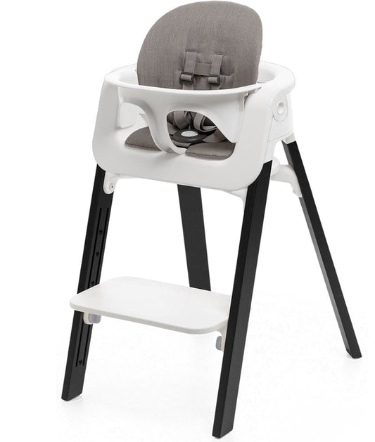 Stokke Steps Chair + Cushion (No Tray) - White/Oak Black/Greige - STHCCSHNOTRY-WHTOAKBLKGRGE