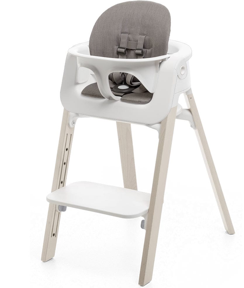 Stokke Steps Chair + Cushion (No Tray) - White/Whitewash/Greige - STHCCSHNOTRY-WHTWSHGRGE