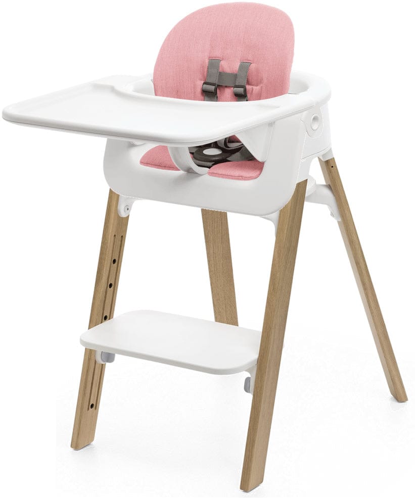 Stokke Steps Complete High Chair with Cushion - White/Oak Natural/Pink