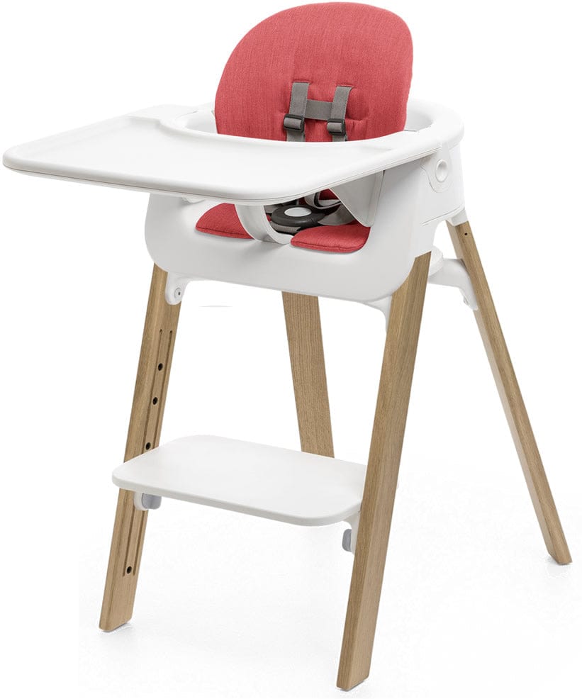 Stokke Steps Complete High Chair with Cushion - White/Oak Natural/Red