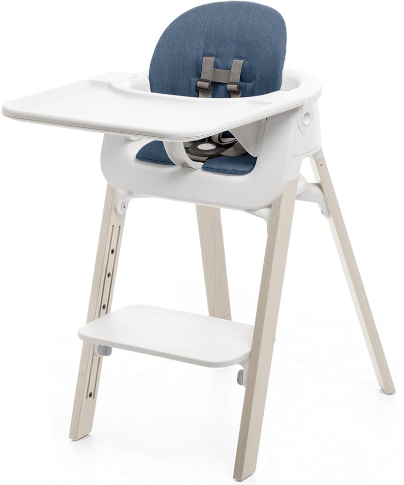 Stokke Steps Complete High Chair with Cushion - White/Whitewash/Blue