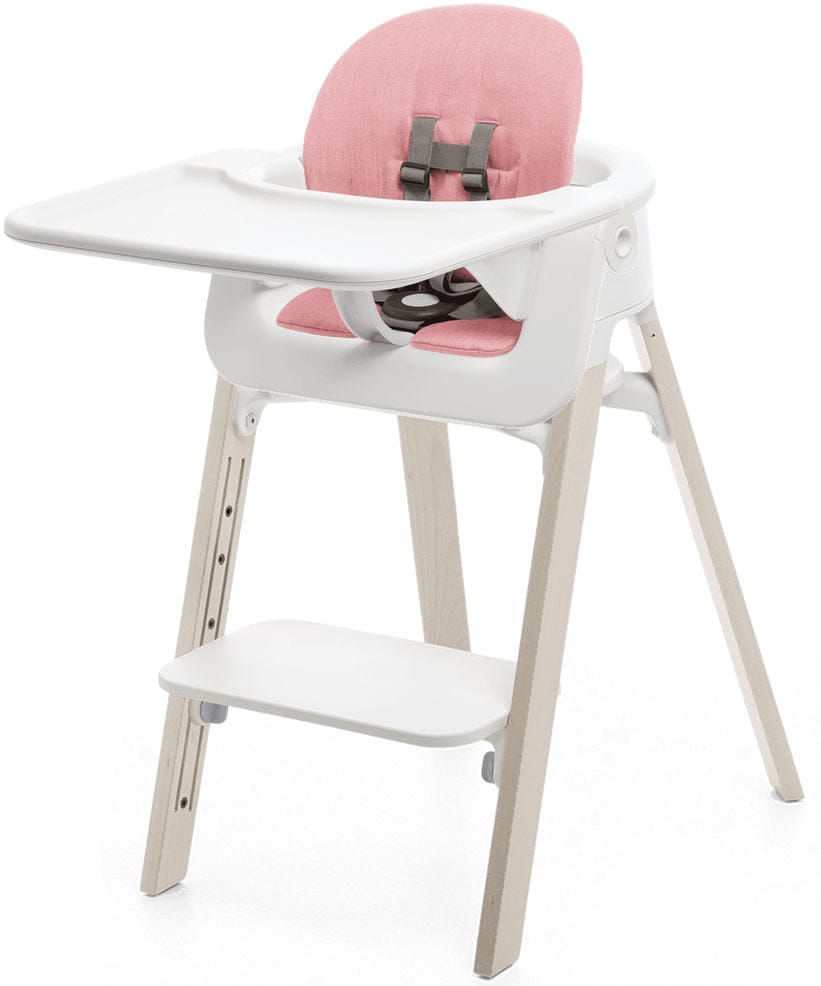 Stokke Steps Complete High Chair with Cushion - White/Whitewash/Pink