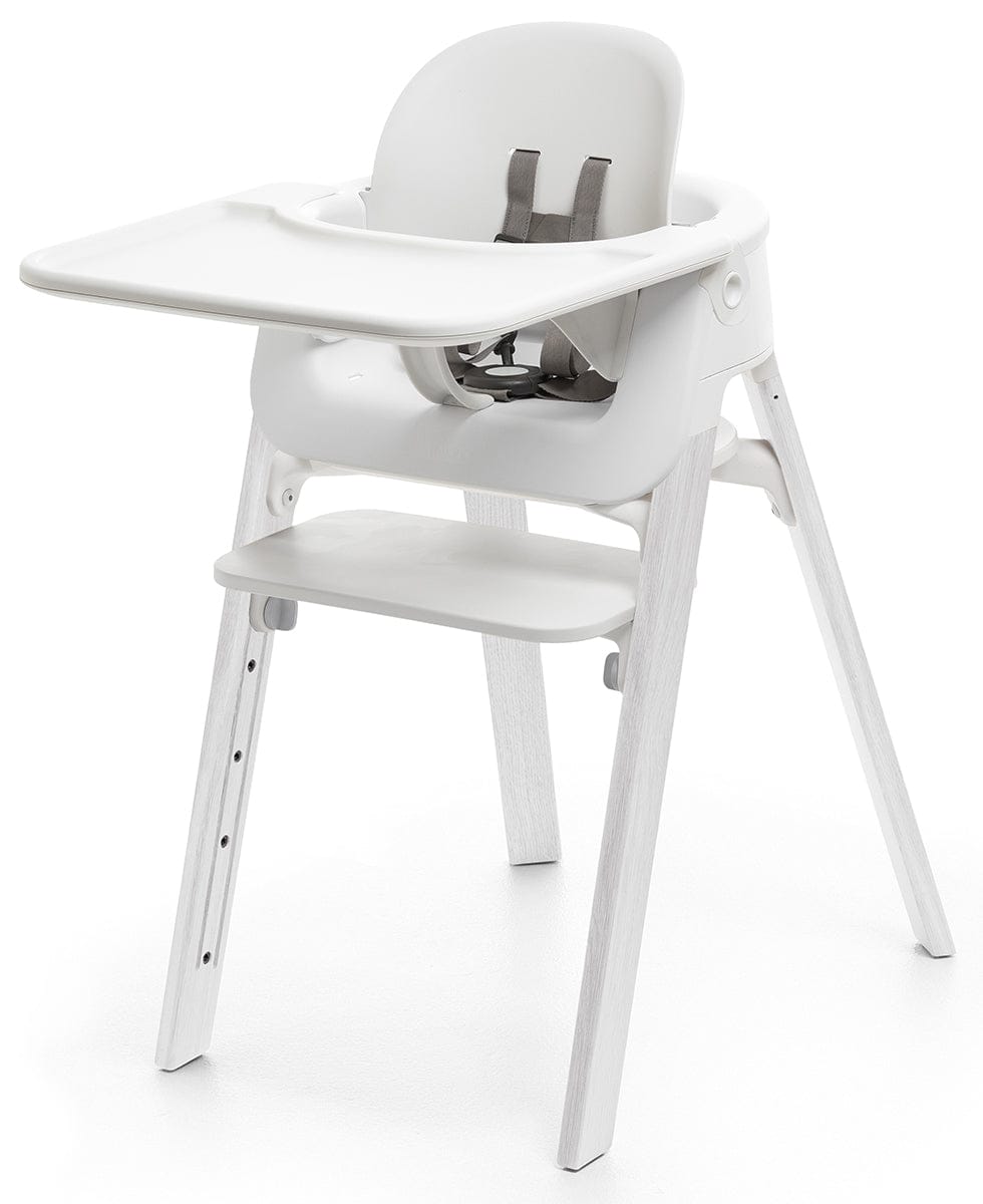 Stokke Steps High Chair w/Tray Bundle - White/Oak White/White/White
