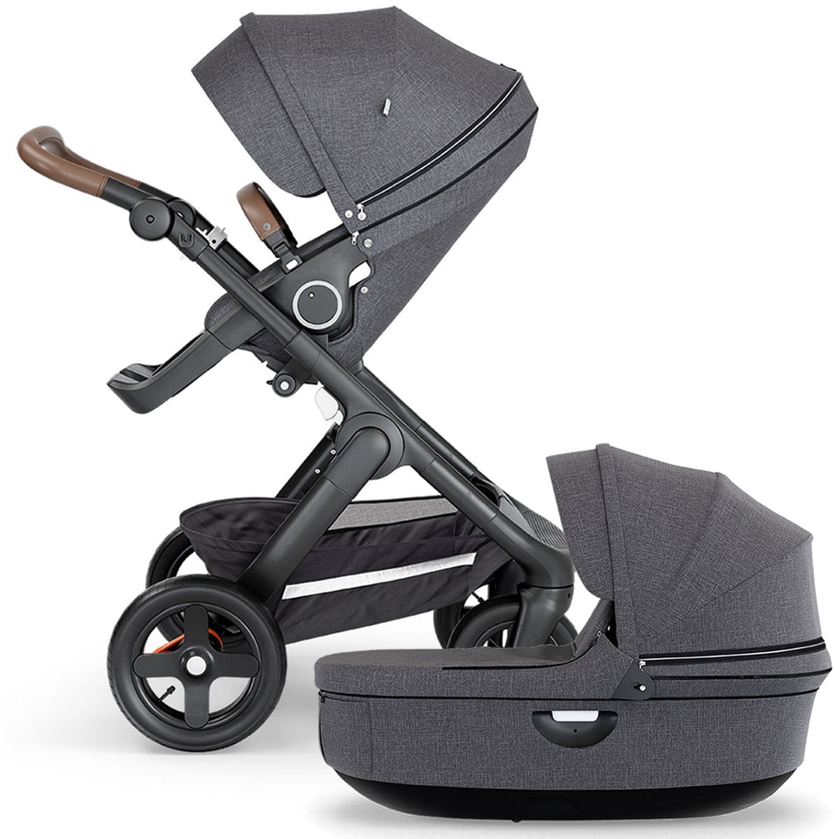 Stokke Trailz All-Terrain Stroller & Carrycot - Black/Black Melange