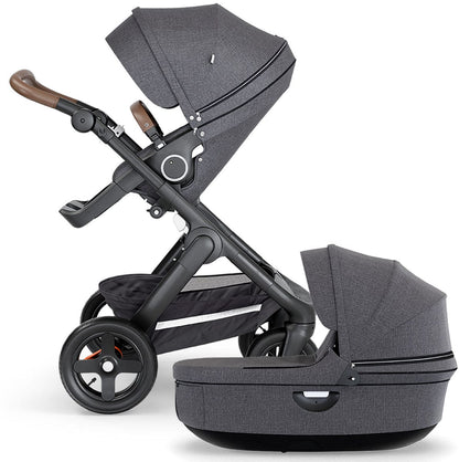 Stokke Trailz All-Terrain Stroller & Carrycot - Black/Black Melange