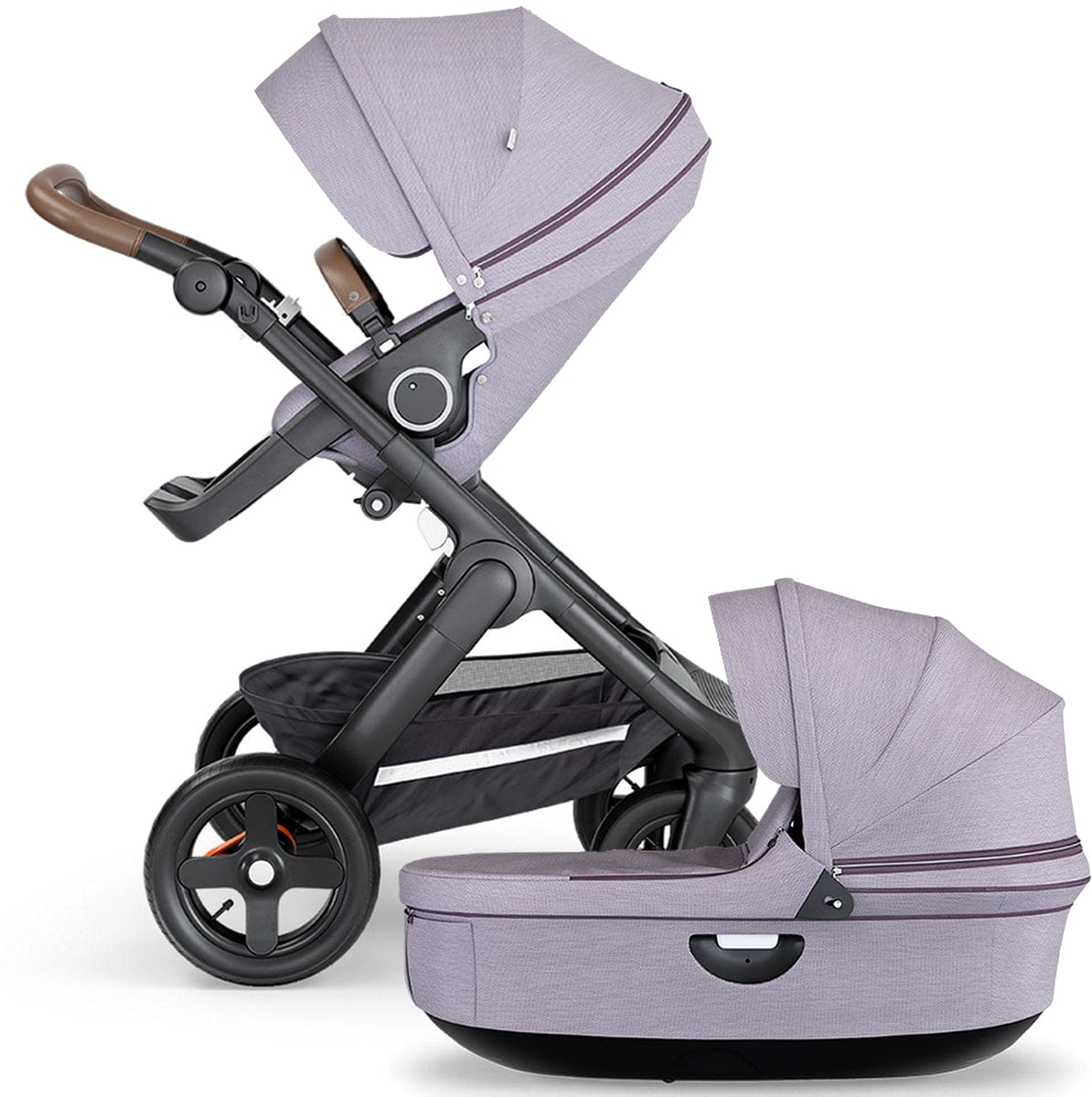Stokke Trailz All-Terrain Stroller & Carrycot - Black/Brushed Lilac