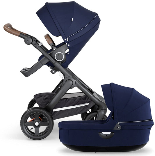 Stokke Trailz All-Terrain Stroller & Carrycot - Black/Deep Blue
