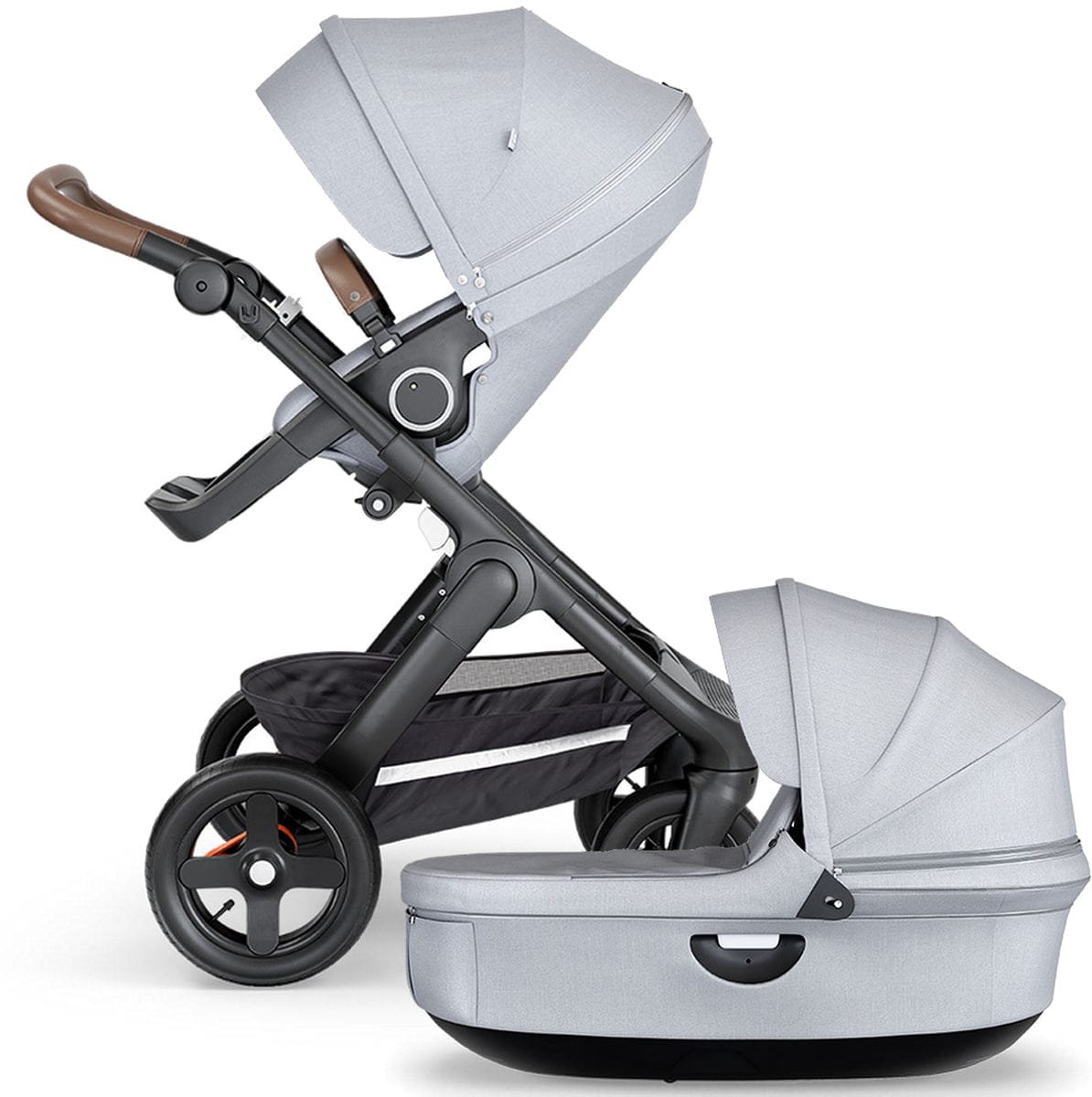 Stokke Trailz All-Terrain Stroller & Carrycot - Black/Grey Melange