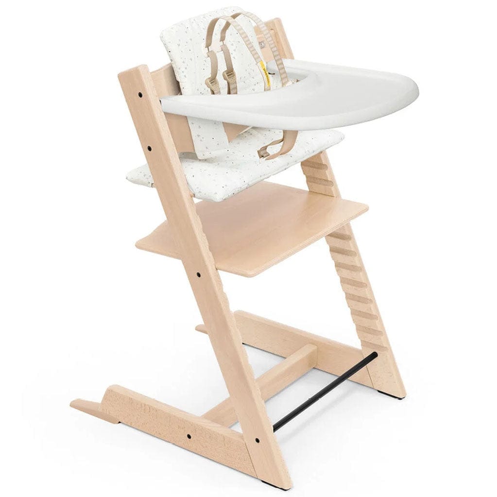 Tripp Trapp High Chair and Cushion with Stokke Tray -- Natural / Sweet Hearts