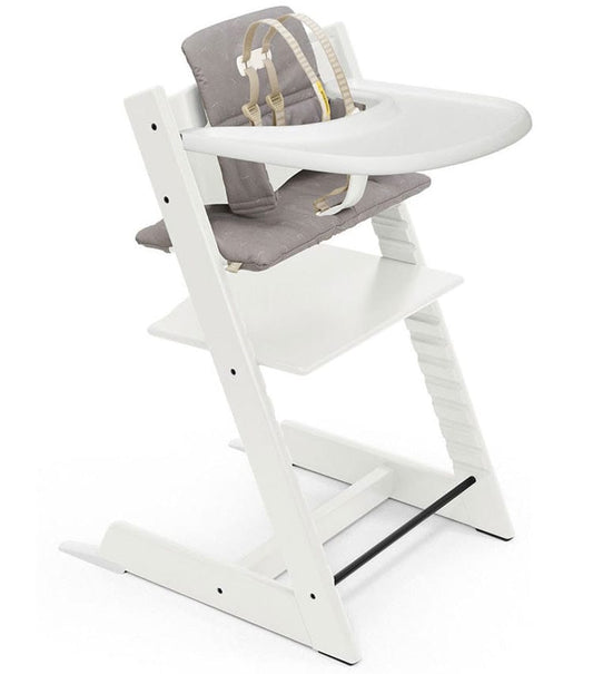 Stokke Tripp Trapp High Chair and Cushion with Stokke Tray - White / Icon Grey - 569000