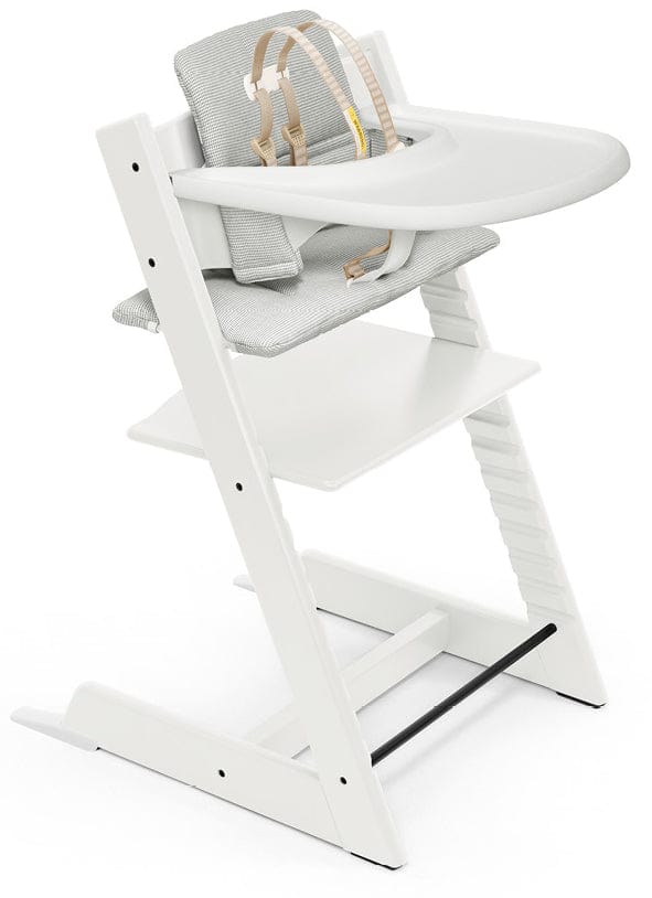 Stokke Tripp Trapp High Chair and Cushion with Stokke Tray - White / Nordic Grey - 581000-S