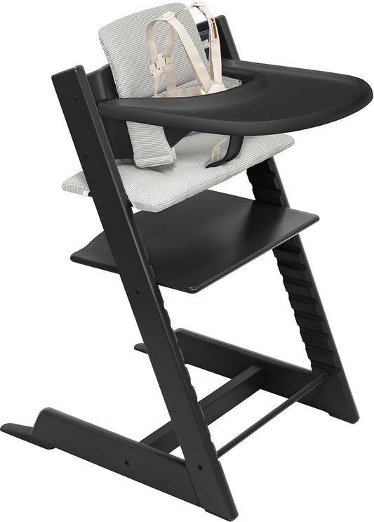 Stokke Tripp Trapp High Chair2 and Cushion with Stokke Tray - Black / Nordic Grey - 661700