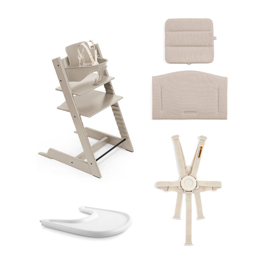 Stokke Tripp Trapp High Chair2 and Cushion with Stokke Tray - Cashmere Grey / Beige / White - 707300