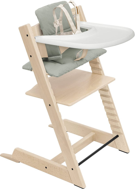 Stokke Tripp Trapp High Chair2 and Cushion with Stokke Tray - Natural / Glacier Green - 662300