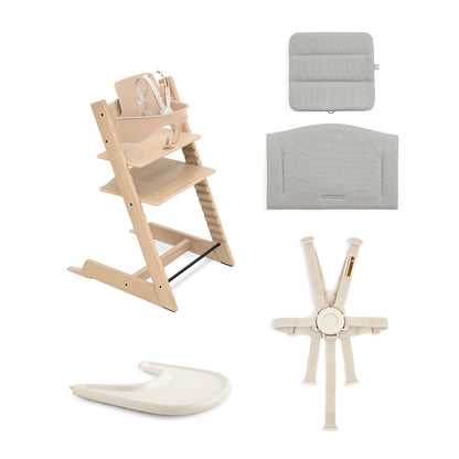 Stokke Tripp Trapp High Chair2 and Cushion with Stokke Tray - Oak Natural / Anthracite / Vanilla White - 707100