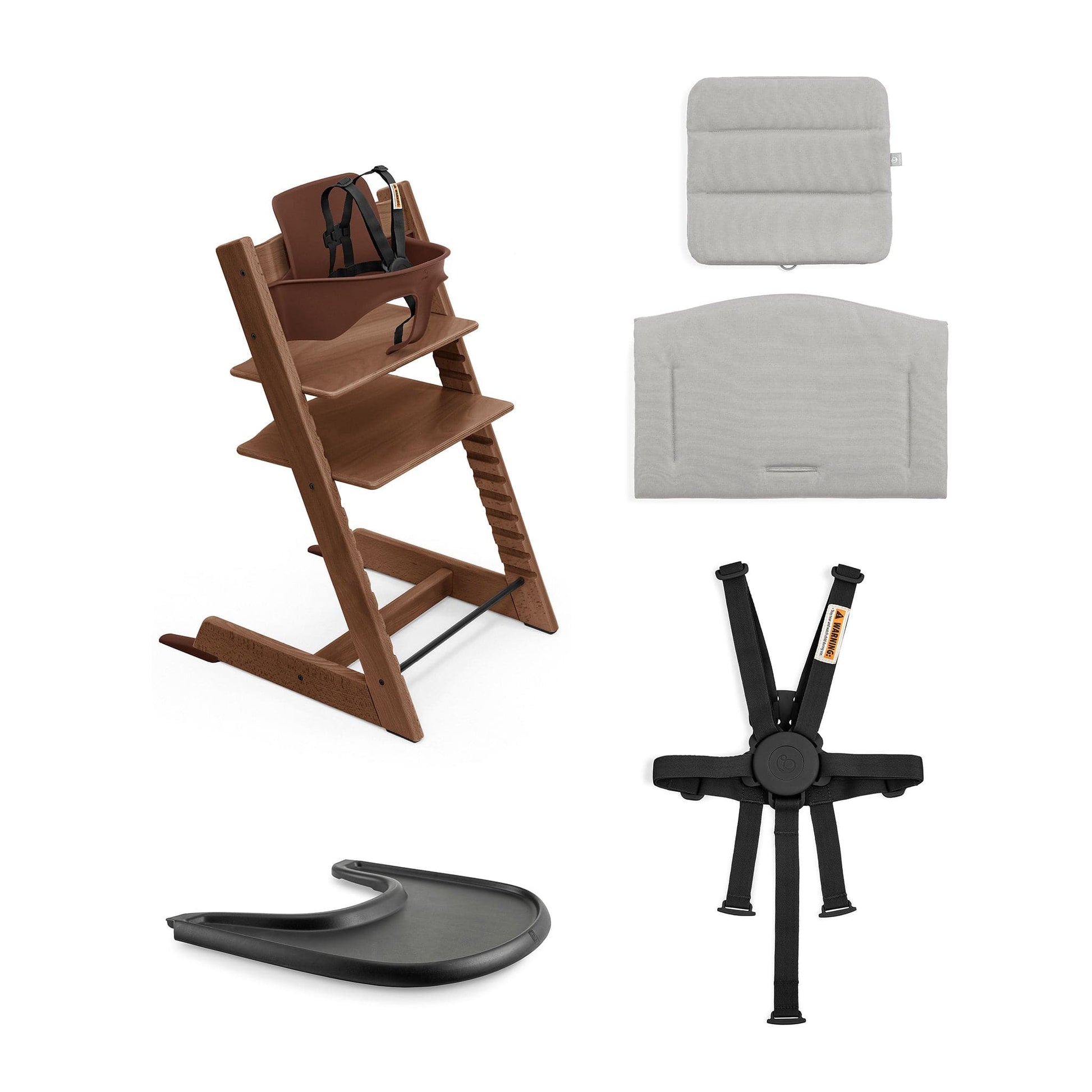 Stokke Tripp Trapp High Chair2 and Cushion with Stokke Tray - Warm Brown / Anthracite / Black - 706800
