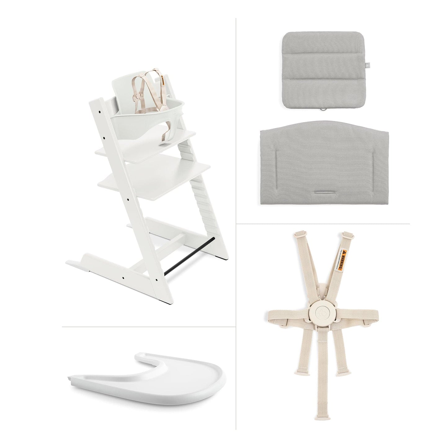 Stokke Tripp Trapp High Chair2 and Cushion with Stokke Tray - White / Anthracite / White - 706900