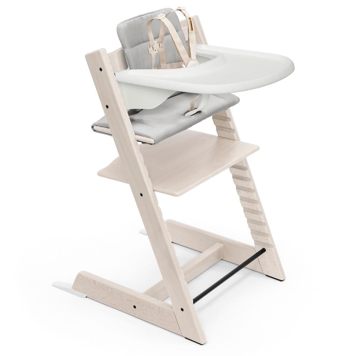 Stokke Tripp Trapp High Chair2 and Cushion with Stokke Tray - Whitewash / Anthracitte / White - 707000