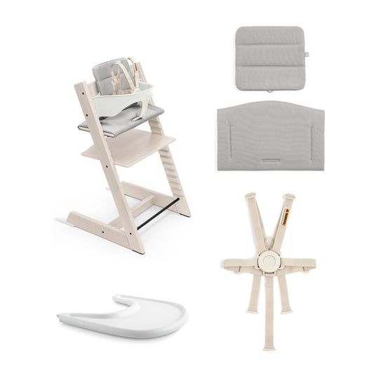 Stokke Tripp Trapp High Chair2 and Cushion with Stokke Tray - Whitewash / Anthracitte / White - 707000
