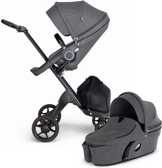 Stokke Xplory 6 Stroller & Carrycot - Black Melange/Black/Black - 500502-502302