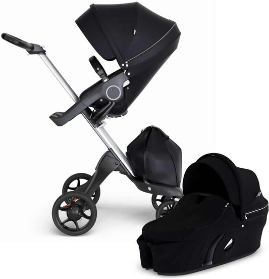 Stokke Xplory 6 Stroller & Carrycot - Black/Silver/Black - 500704-511204