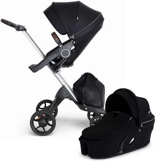 Stokke Xplory 6 Stroller & Carrycot - Black/Silver/Brown - 500804-511204