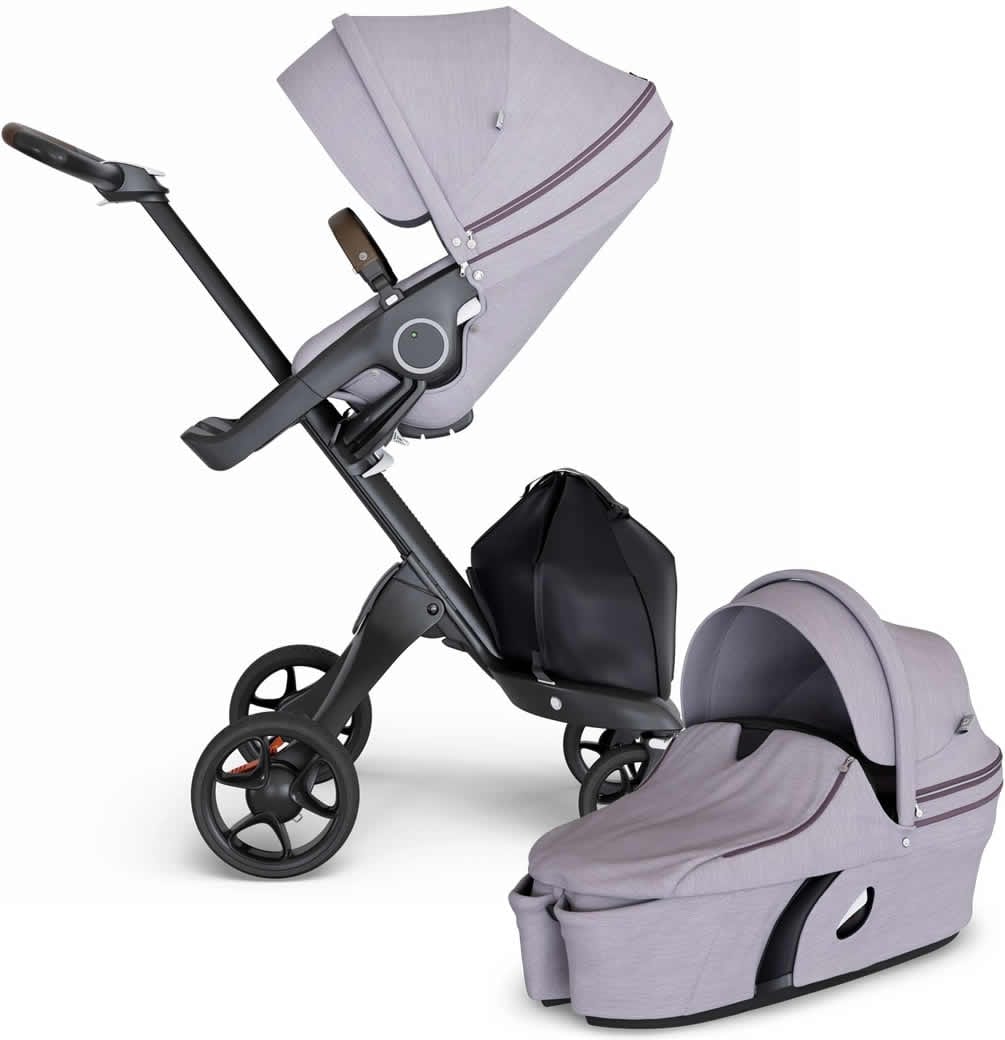 Stokke Xplory 6 Stroller & Carrycot - Brushed Lilac/Black/Brown