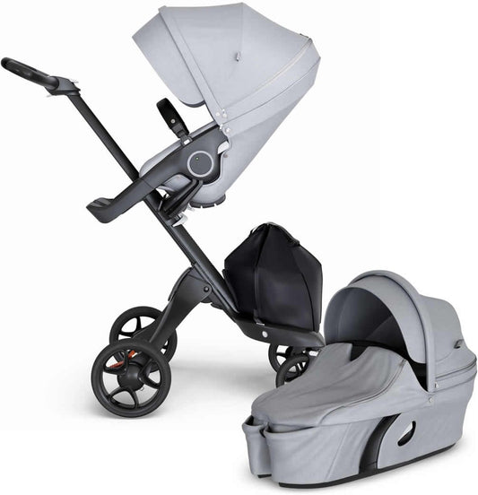 Stokke Xplory 6 Stroller & Carrycot - Grey Melange/Black/Black - 500501-502301
