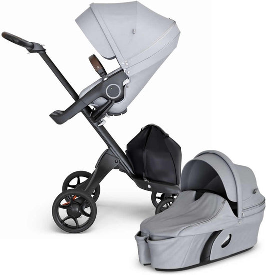 Stokke Xplory 6 Stroller & Carrycot - Grey Melange/Black/Brown - 500601-502301