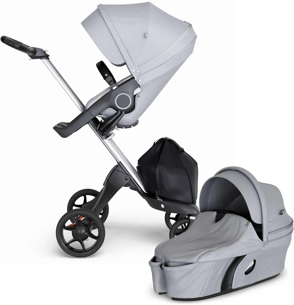 Stokke Xplory 6 Stroller & Carrycot - Grey Melange/Silver/Black