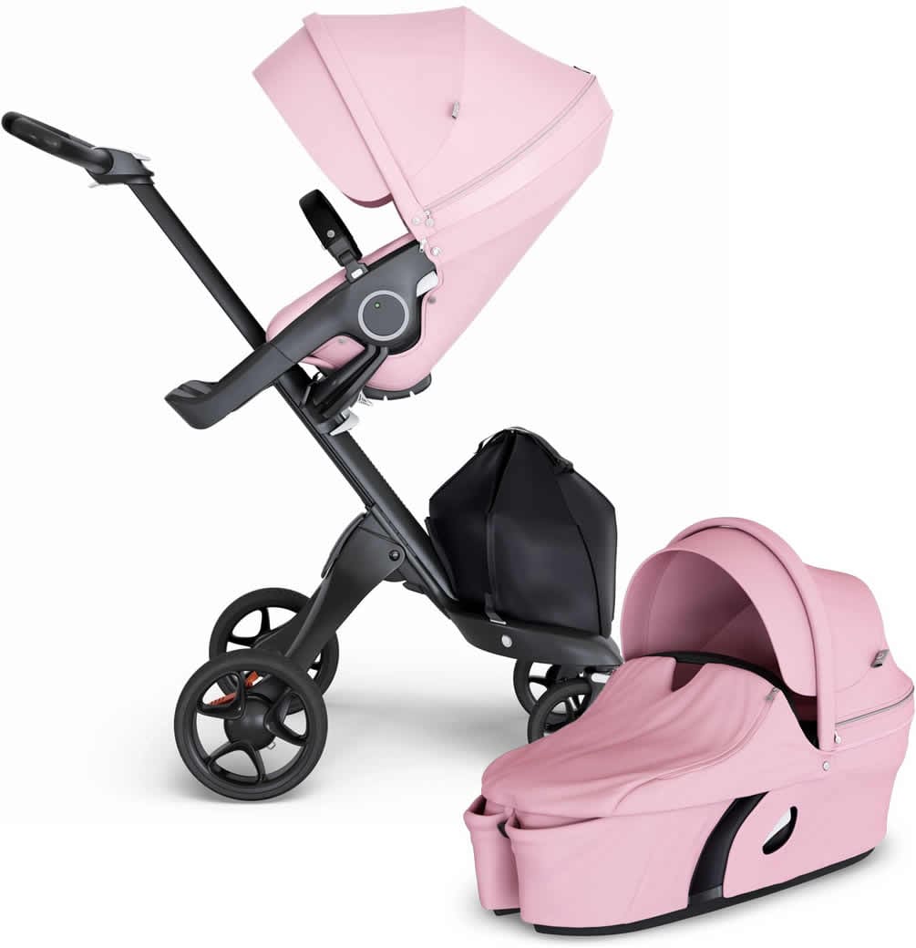 Stokke Xplory 6 Stroller & Carrycot - Lotus Pink/Black/Black - 500506-502306