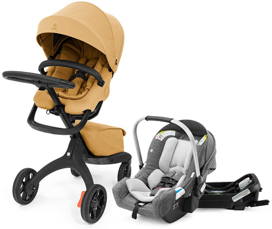 Stokke Xplory X + Stokke Pipa Travel System Bundle - Golden Yellow / Black Melange - 571605-519201