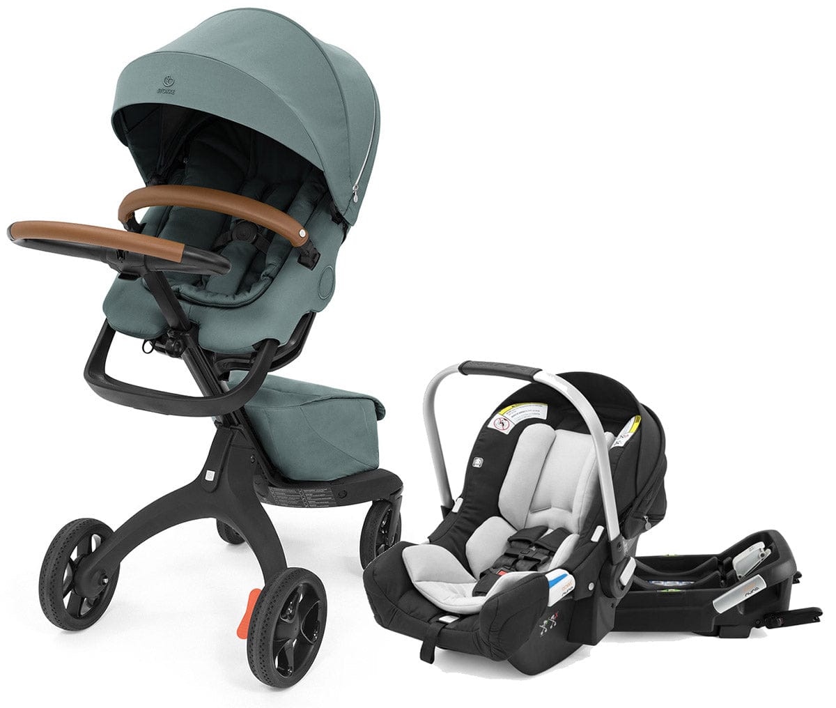 Stokke Xplory X Stroller + Stokke Pipa Travel System Bundle - Cool Teal / Black - 571608-519203