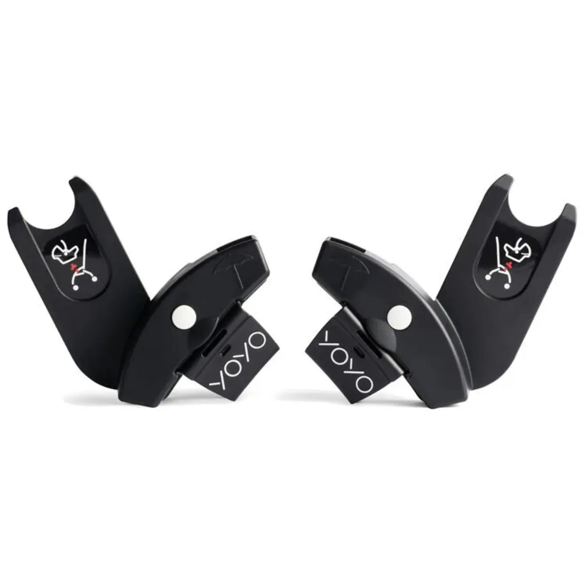 Pair of black YOYO car seat adapters for strollers