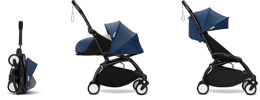 Stokke YOYO3 Ultra Compact Complete 0+/6+ Stroller Bundle - Black / Air France Blue - 654000-647907