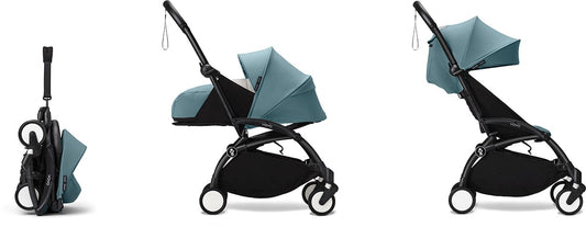 Stokke YOYO3 Ultra Compact Complete 0+/6+ Stroller Bundle - Black / Aqua - 653600-647909